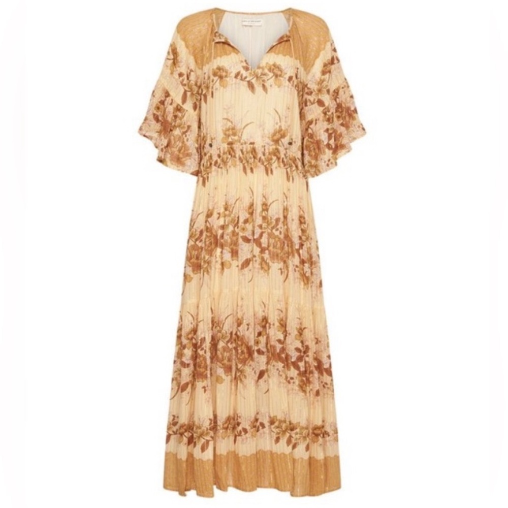 Spell Maxi Dress in Tan and Brown Floral